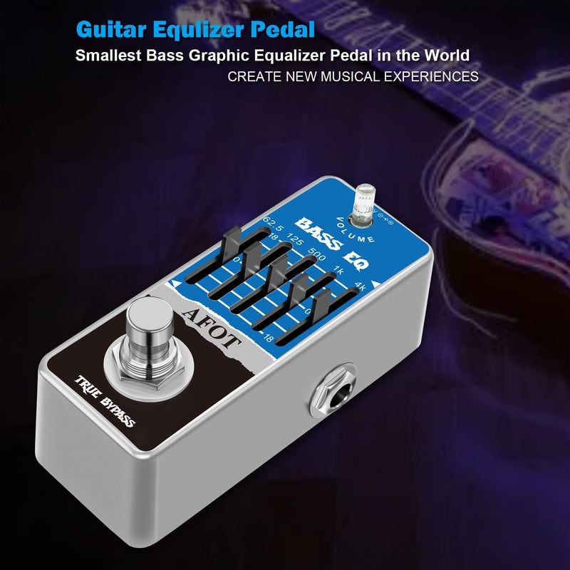 AFOT Bass EQ Pedal, 5-Band EQ Pedal Electric Bass Equalizer (62.5Hz 125Hz 500Hz 1kHz 4kHz) Provides ±18dB for Each Band EQ Seeker for Bass True Bypass - Image 1
